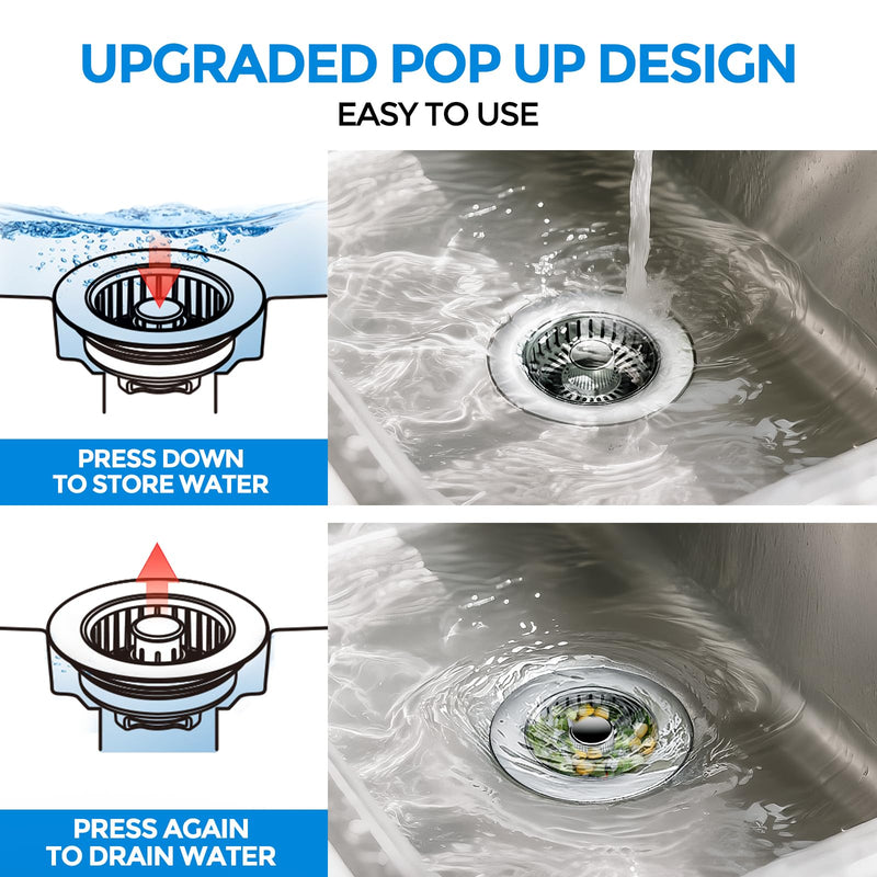 zaa Kitchen Sink Drain Strainer - Kitchen Sink Stopper,Stainless Steel Kitchen Drain Plug & Sink Installation Parts with Anti-Clogging Basket, Fit US Standard 3-1/2'' Sink Drain Hole