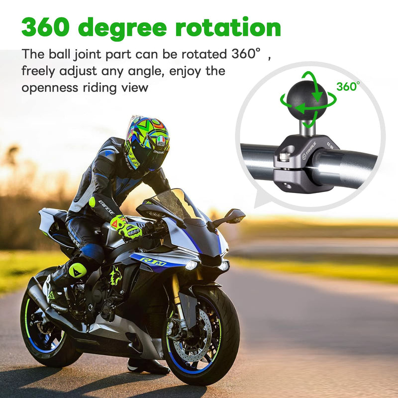 FANAUE Handlebar Clamp Mount U-bolt Base with B Size 1" Ball for 0.85" to 1.14" Diameter Rail, Compatible with RAM Mounts B Size Double Socket Arm & Motorcycle Phone Mount CC-05X