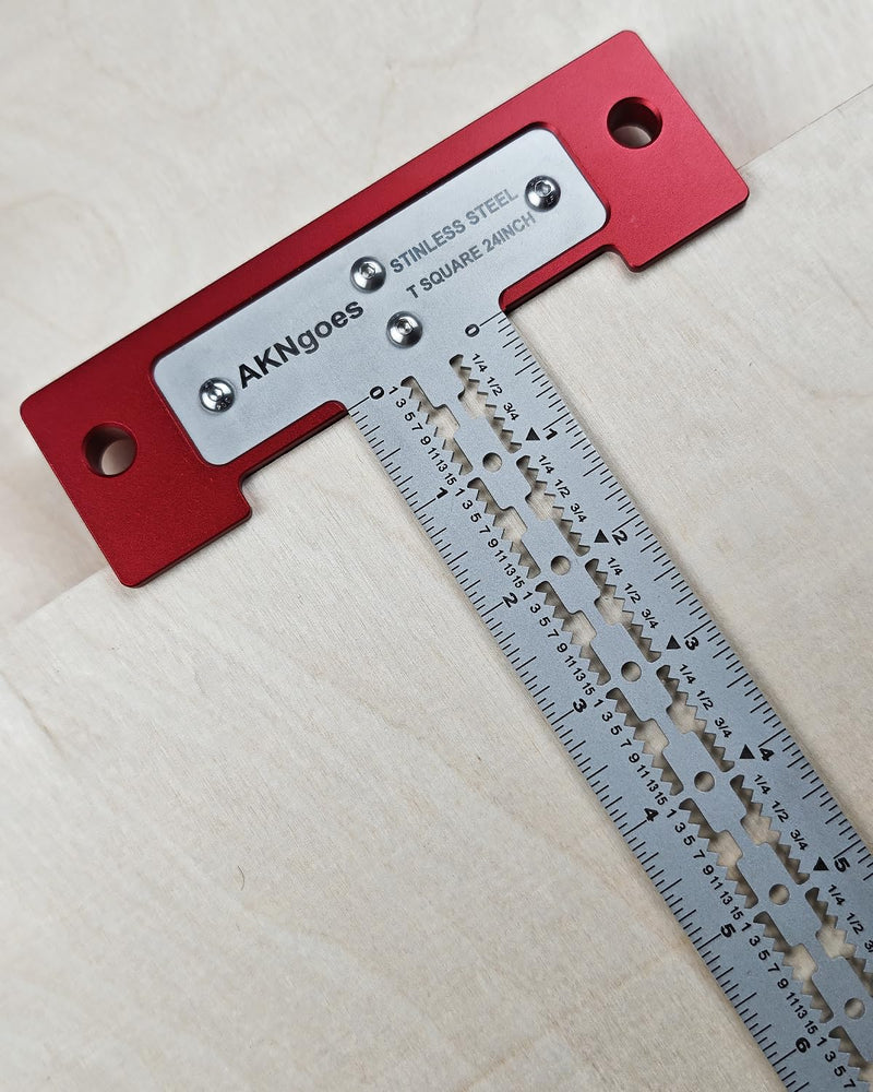 Precision Scriber T Square Ruler, T Square with Support Lips, Built in Scribe Notches, Stainless Steel Architect Ruler for Carpenter Work, Layout and Measuring Tools - 12inch 12 Inch