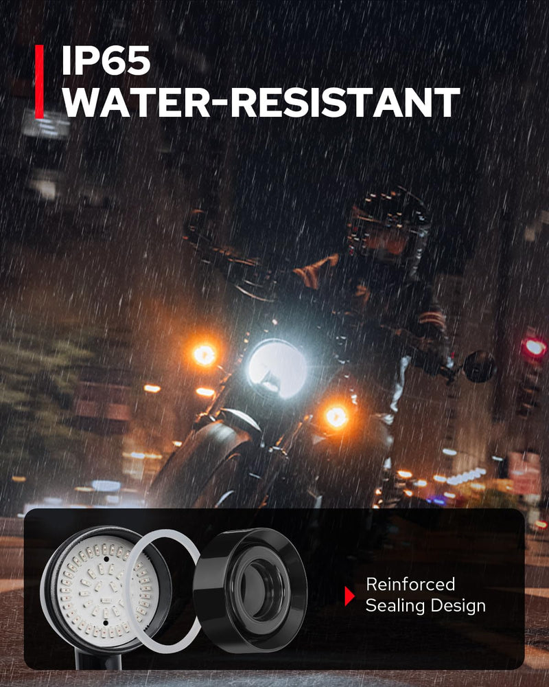 Benlari Motorcycle Bullet 48 LEDs Front Turn Signal Light SMD Blinker Indicator Fit for Honda Yamaha Suzuki Kawasaki Harley Sportster(Black/White and Amber Light) Black/White and Amber Light