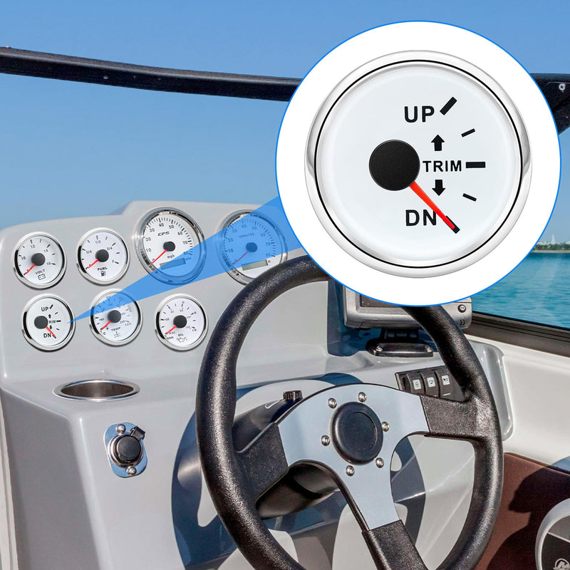 ARTILAURA Trim Gauge Meter 0-190ohms 7 Color UP-DN in Outboard Engine 52mm 2-1/6"for Yacht Boat Marine（White） White