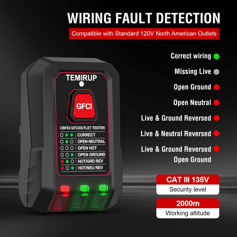 Circuit Breaker Finder with LCD Display, GFCI Outlet Tester, 90-135V Electrical Circuit Tracer Tool with NCV Test & Flashlight, Electric and Voltage Tester with Carrying Case & Batteries CBF03 circuit breaker finder + 0 Accessories