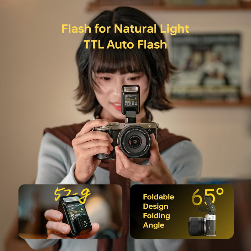 VILTROX Vintage Z2 Mini TTL On-Camera Flash for Fujifilm, GN6 Hot Shoe Speedlite, 5-Step Manual Power Control, 700 Full-Power Flashes 10Ws, Detachable Softbox（Black） Vintage Z2-F Flash