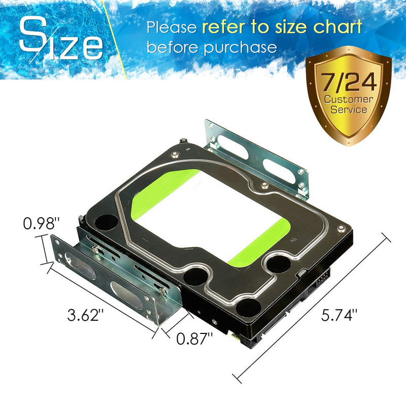 HDD Hard Drive Metal Mounting Bracket Adapter, Convert Any 3.5 in HDD Into One 5.25 in Drive Bay（1x3.5 to 5.25 in） 1x3.5 HDD/SSD to 5.25 Metal