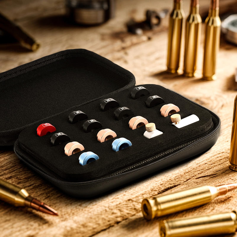 Bullet Comparator Kit, Includes 14 Inserts & 1 Comparator Body & 1 Anvil Base, Universal Fit for .17 to .45 Calibers, Precision Ammo Reloading Gauge Tool Set Seamless Caliper Connection 16pcs Bullet Comparator Kit