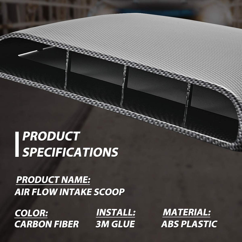 KaTur Universal Car Decorative Air Flow Intake Hood Scoop Vent Turbo Bonnet Cover Carbon Friber Carbon Fiber