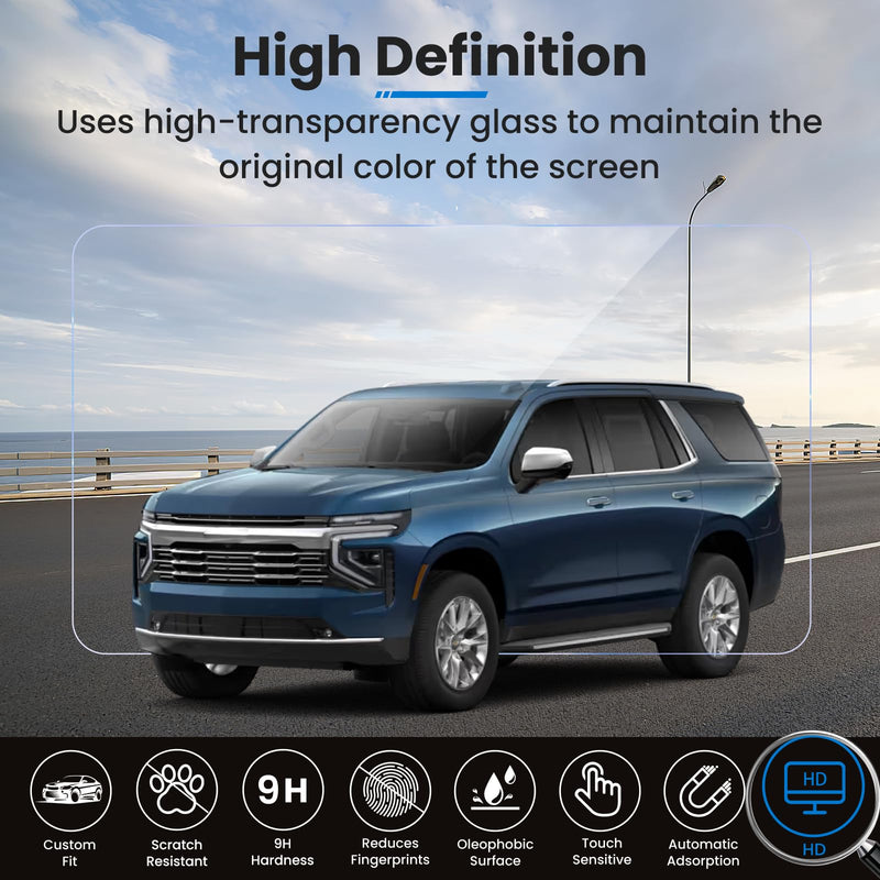 2PACK 2026 2025 Tahoe Suburban Screen Protector Tempered Glass (Rear-seat 12.6-inch Displays) for 2021-2025 2026 Chevy Tahoe Suburban Rear-Seat Media DVD Touchscreen Accessories 12.6in