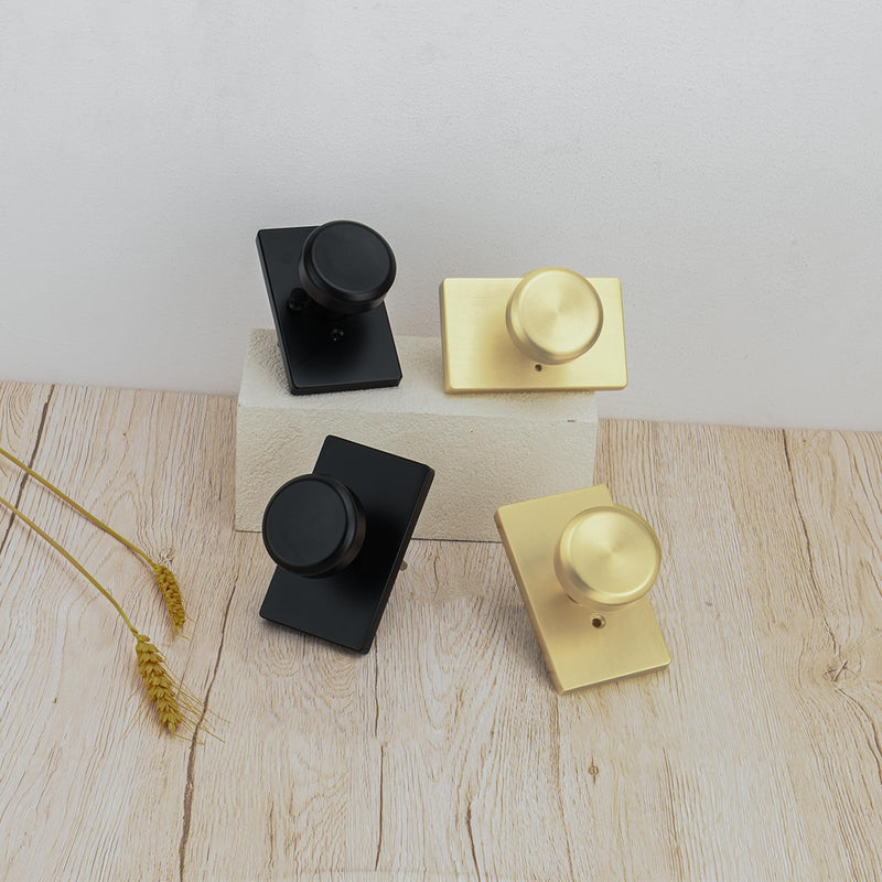 parro Black Door Knob Interior for Bath & Bedroom, Bathroom Door Knob with Push Lock, Privacy Interior Door Handle with Lock Matt Black