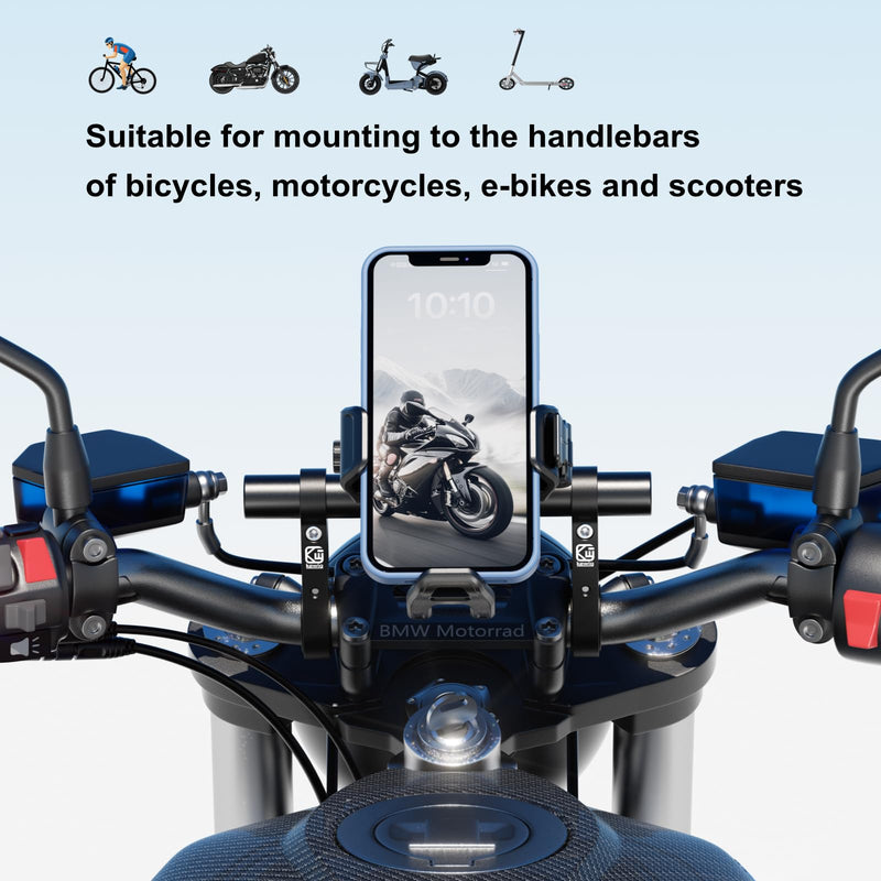 BRCOVAN Aluminum Alloy Handlebar Extender Extensions with 8'' Long Cross Bar with Double Clamp Mounting Base Fit 0.875'' / 1'' / 1.125'' / 1.26'' Handlebars for Bike Bicycle Motorcycle Scooter ATV