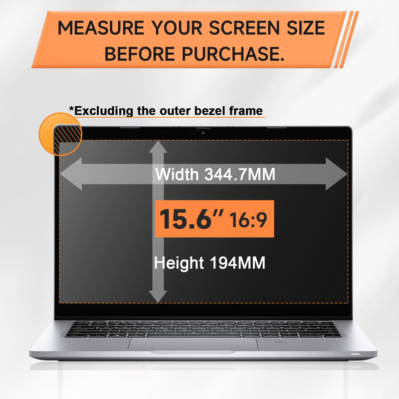 Nano Laptop Privacy Screen 15.6 Inch 16:9, No Glue Computer Monitor Privacy Shield, Matte Anti Glare Blue Light Filter Compatible with Lenovo Hp Dell Acer Asus Thinkpad Envy Xps Laptop 15.6/15 Inch (16:10 Aspect)