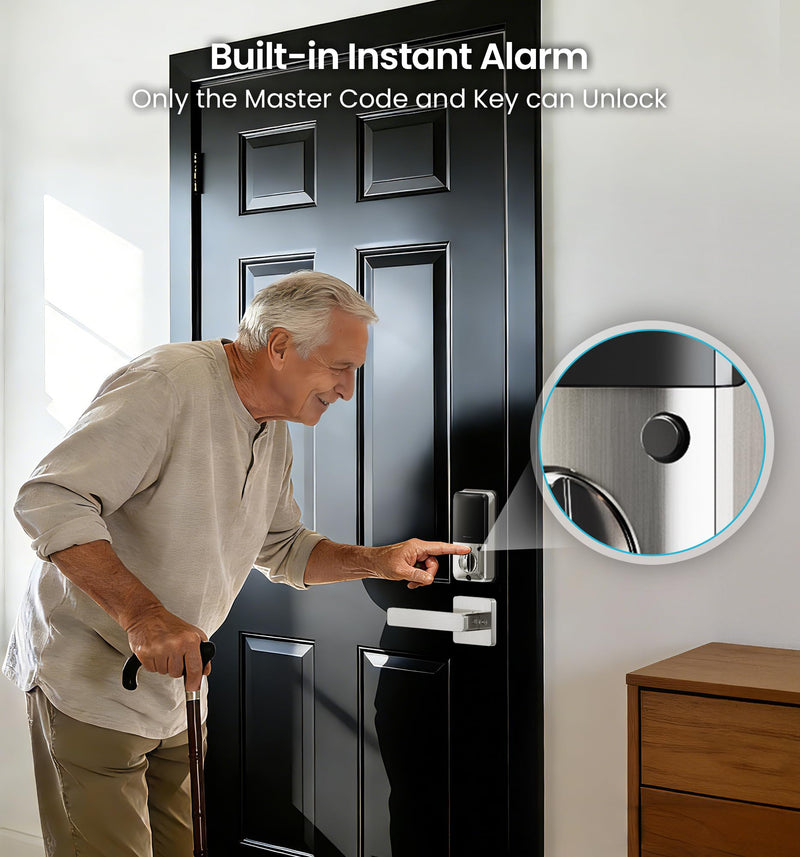 Veise VE07 Fingerprint Smart Door Lock, 7-in-1 Keyless Entry Deadbolt with App Control, Electronic Digital Touchscreen Keypad, Biometric Smart Locks for Front Door, Auto Lock, Satin Nickel