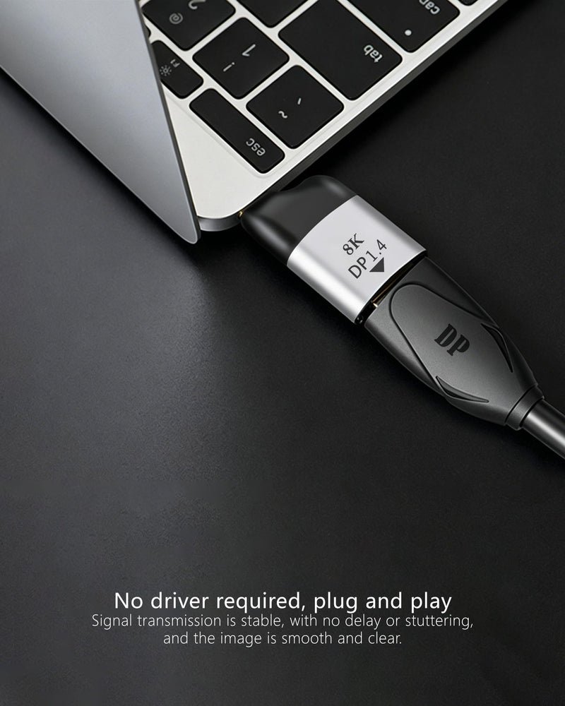 USB C to DisplayPort Adapter Type C Male to DP Female, Silver Black