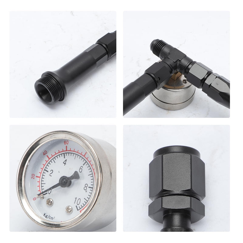 Braided AN6 Dual Feed Carb Fuel Line Double Pump for Holley 4150 Carburetor with Vacuum Pressure Gauge