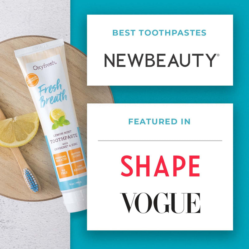 Oxyfresh Maximum Fresh Breath Lemon Mint Toothpaste - Clean Teeth & Fresh Breath - Natural Essential Oils & Natural Xylitol to Help Fight Tartar - SLS & Fluoride Free - 5 oz (Pack of 3) 5 Ounce (Pack of 3)
