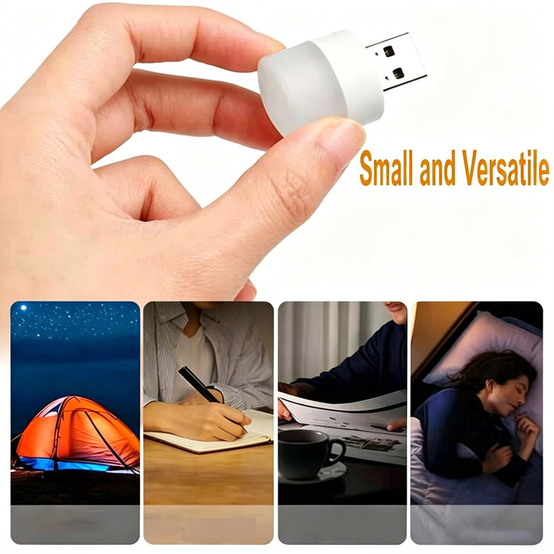 6-Pack USB Mini Night Lights, Warm White LED Plug-in Lamps, Portable 0.5W USB-A Nightlight Bulbs for Bedroom, Dorm, Hallway, Car, Camping, Power Bank