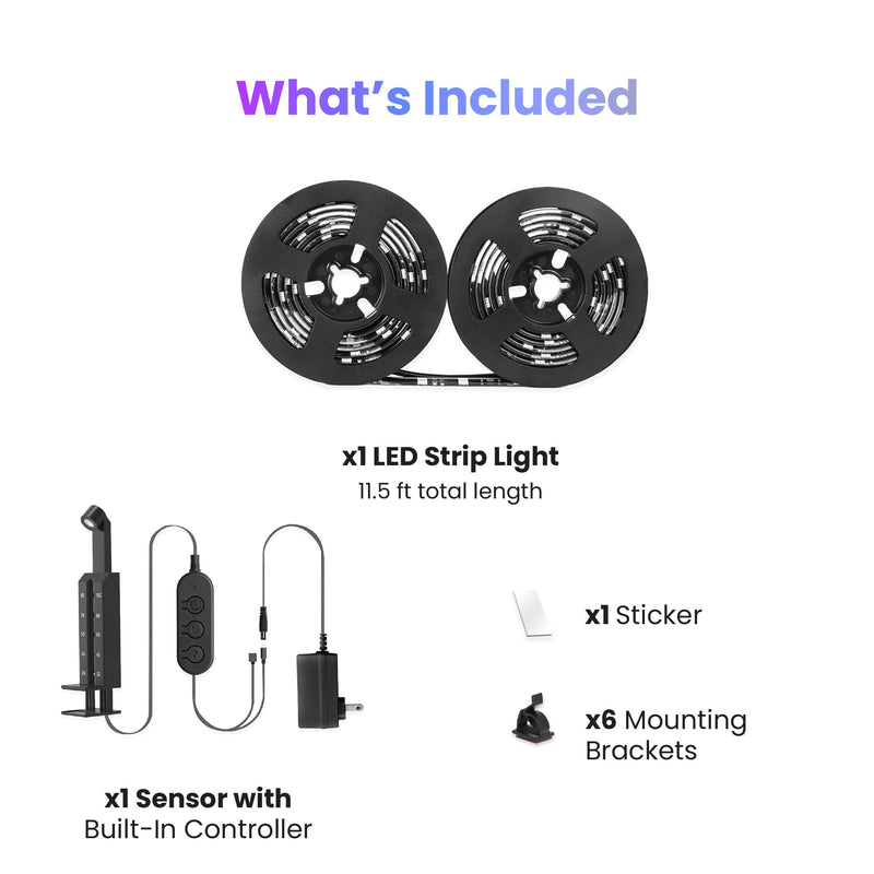 Feit Electric Smart TV Backlight with Color Sensor and 11.5ft LED Tape Light Supports 55"-85" TVs, RGB Backlight, No Hub Required - TAPETV85/RGB/AG TV Strip TV Strip 55in - 85in TVs