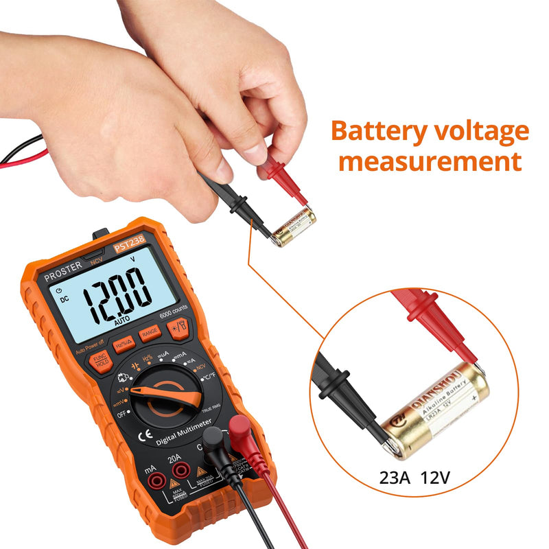 Proster Digital Multimeter 6000 Count - TRMS Voltmeter Multimetro Digital Auto Range Multimeter Tester, NCV Detector DC AC Voltage Current Meter Updated 6000 Count
