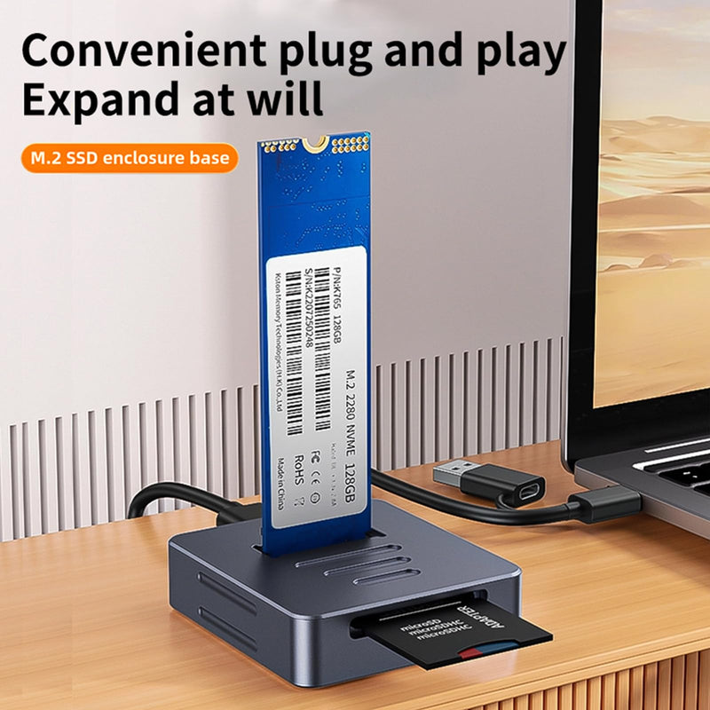 M.2 to USB-C Docking Station, Aluminum NVMe SSD Reader Adapter for M.2 (M Key & B+M Key) - Supports 2280, 2260, 2242, 2230, 22110 SSDs, Plug and Play