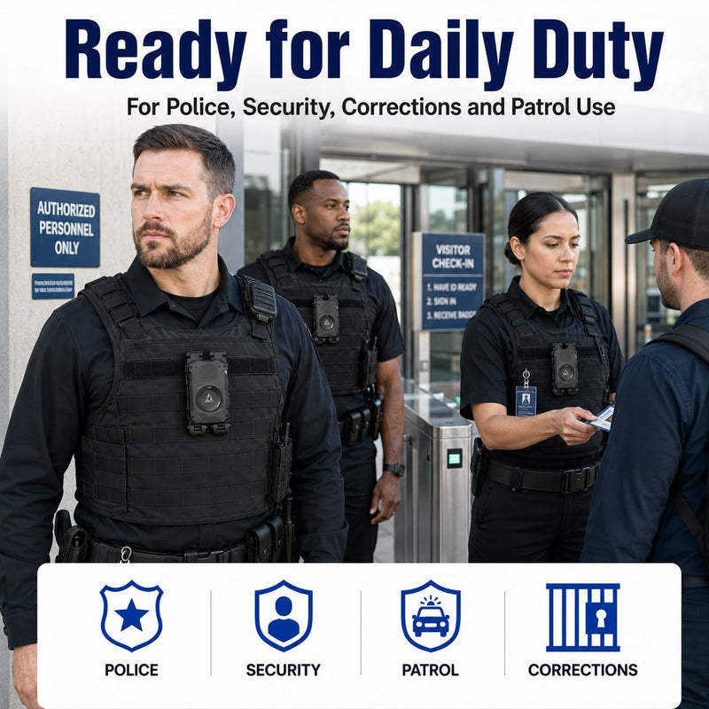 MOLLE Body Camera Mount for Axon Body 2/3/4, Two-Point Support | Two-Point Body Camera Holder for MOLLE/PALS Vests, Quick-Release Dual Clips Help Reduce Wobble During Police Patrol Duty