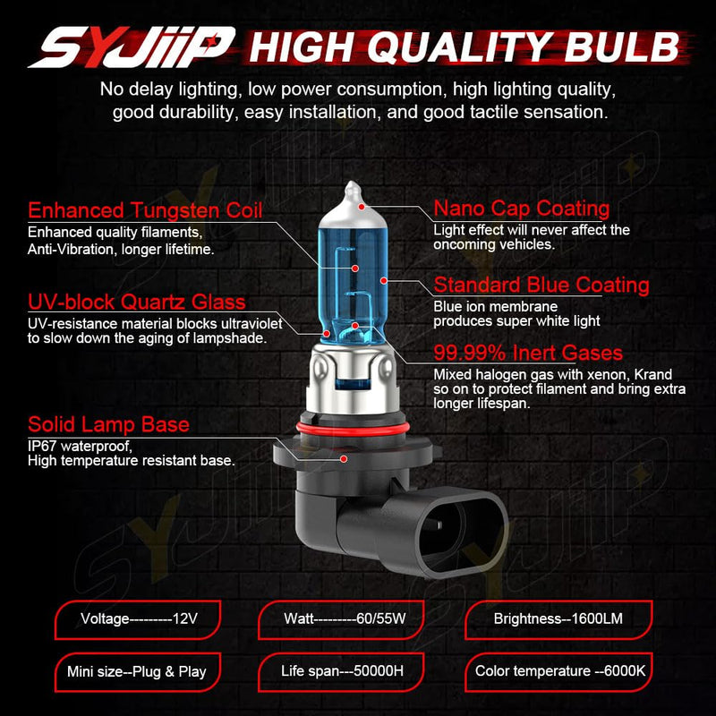 Upgraded Halogen Headlight Bulbs For Honda Accord Sedan 1990-2001 2002 2003 2004 2005 2006 2007 2008 2009 2010 2011 2012, 9005 9006 High Low Beam Headlamp Lights, 6000K White, 300% Brightness, 4-Pack for Accord Sedan high and low beam (90-12)