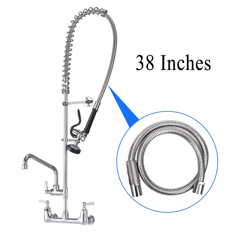 COOLWEST 38 Inch Flexible Stainless Steel Hose Replacement Kit for All Brand Commercial Pre-Rinse Kitchen Sink Faucet (96CM 38") 38inch Hose