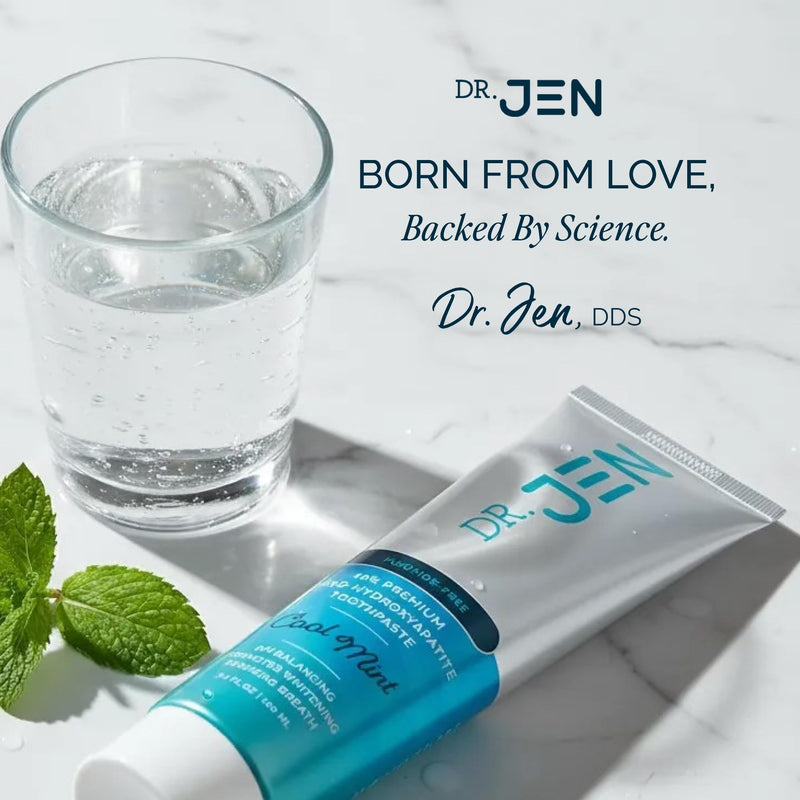 Dr. Jen Fluoride Free Toothpaste with 10% Premium Nano Hydroxyapatite, Xylitol & Glycerin, Remineralizing Daily Oral Care for Sensitive Teeth, Travel Essentials, Cool Mint, 1 Pack 3.4 Ounce (Pack of 1)