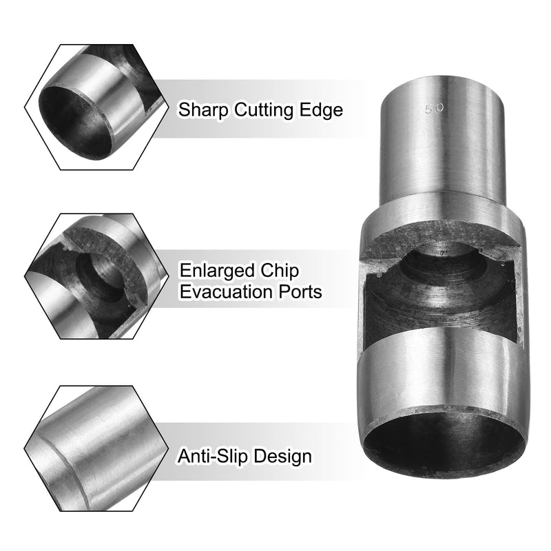 HARFINGTON Leather Round Hole Punch, 50mm Hollow Hole Puncher Cutter Carbon Steel Circle Hole Punching Cutting Tool for Belt/DIY Leather Craft 1