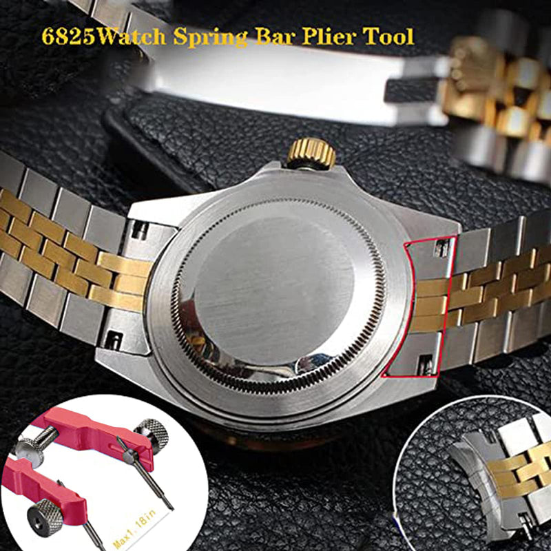 Watch Spring Bar Plier Tool, Spring Bar Tweezer, Watch Band pliers with Robust 8 Alloy Steel Pins, Watch Band Pins Replacement Tool Red