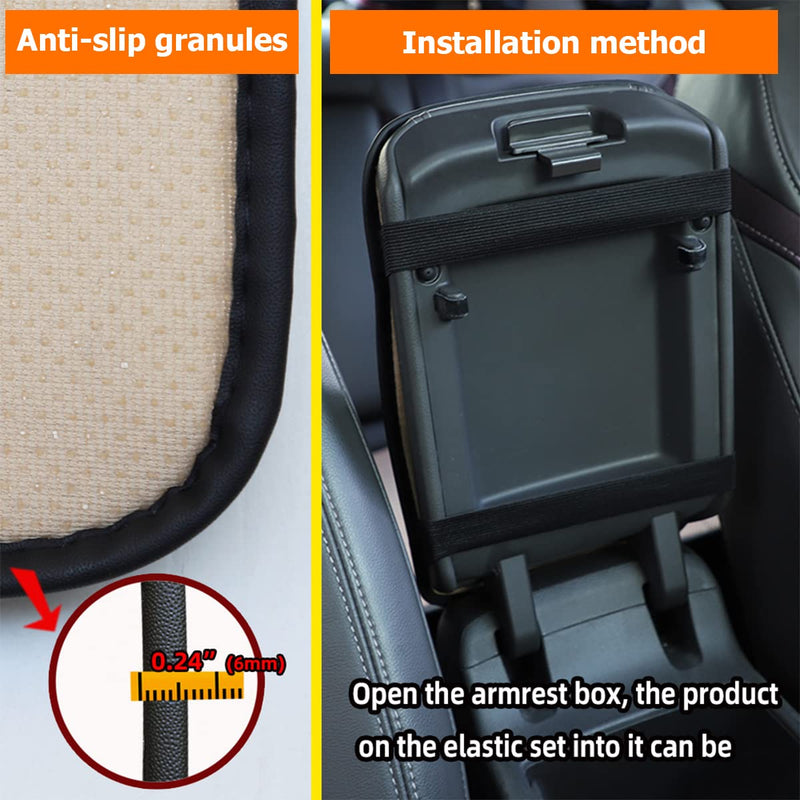 Car Armrest Storage Box Mat, Fiber Leather Car Center Console Cover, Car Armrest Seat Box Cover Accessories Interior Protection for Most Vehicle, SUV, Truck, Car (Black/Red) Black/Red
