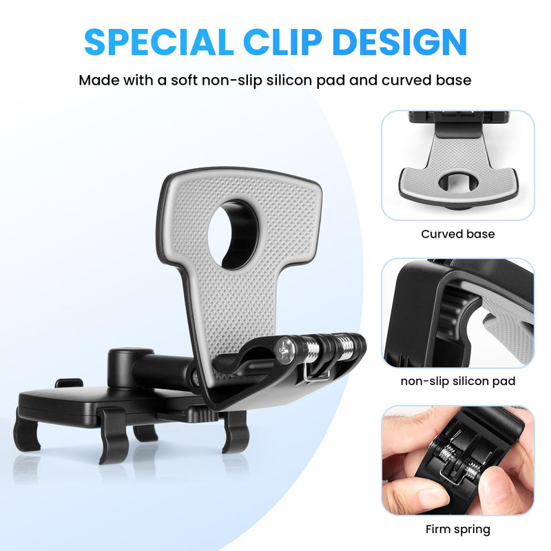 Car Phone Holder Mount Dashboard Rearview Mirror Sun Visor 360 Degree Rotation Multifunctional Adjustable Spring Clip Car Universal Phone Mount for 4-7 inch Cellphone