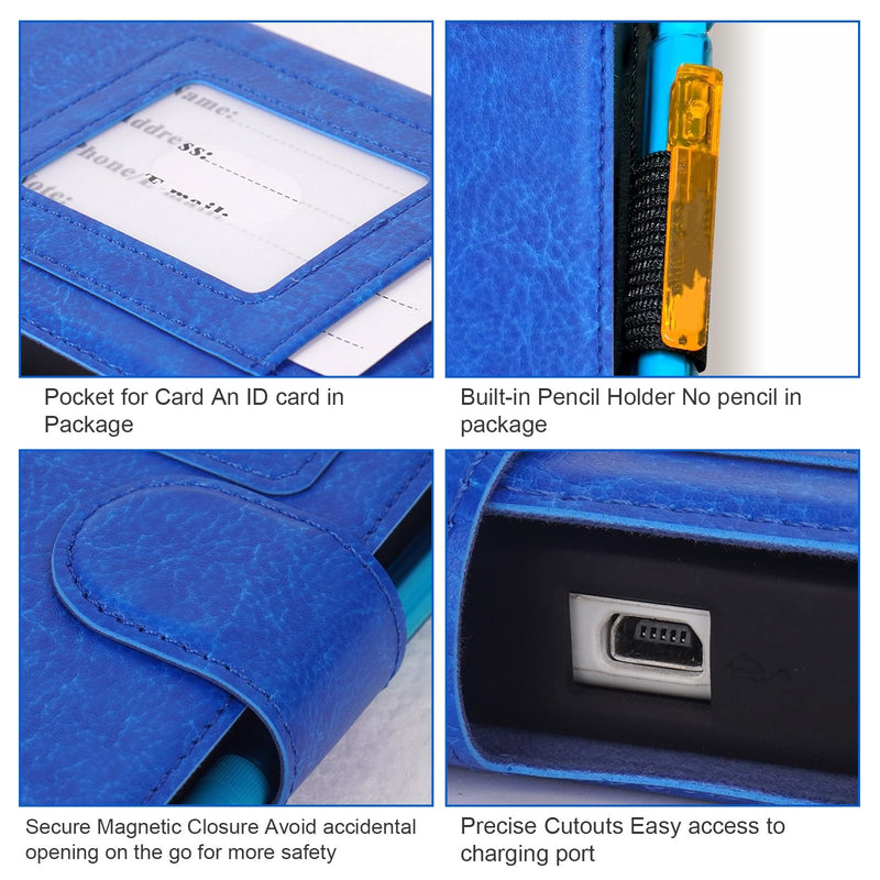 YouKnow PU Leather Protective Case for Texas Instruments TI-84 Plus CE Color Graphing Calculator with ID Card Slot (Only Case) (Blue) Blue