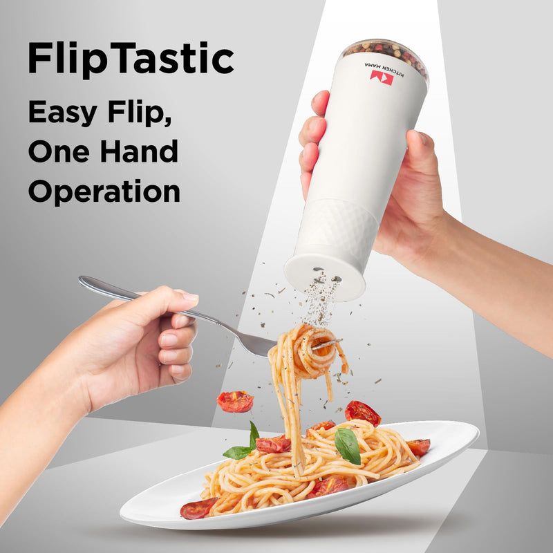 Kitchen Mama FlipTastic Rechargeable Salt and Pepper Grinder – Gravity Electric Grinder, Pepper Mill, Adjustable Coarseness, One-Hand Operation, Large Capacity, Refillable Kitchen Gadgets (White) White Standard