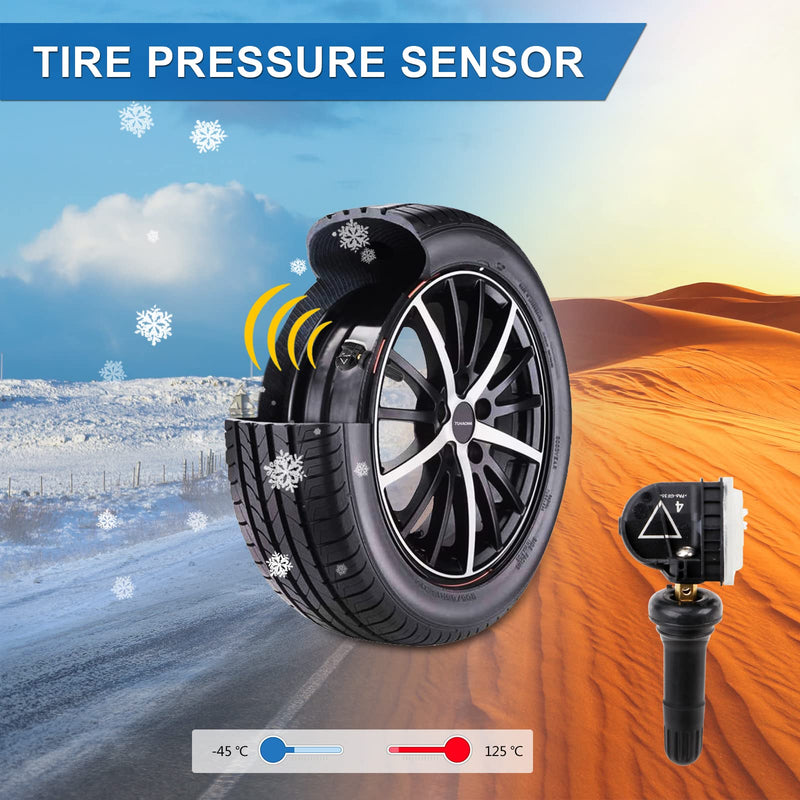 TPMS Tire Pressure Monitoring System Sensor 433MHz GM Preprogrammed 13598773 Replacement Compatible with Chevy Cadillac GMC Buick (4 Packs) 1 4 packs