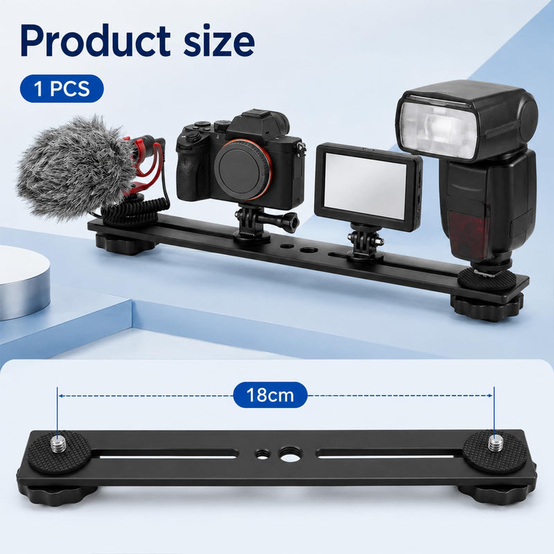 Flash Bracket Tripod Extension Arm Camera Bracket Tripod Accessories | Tripods Attachment Camera Attachment Extension Bar Tripods Accessories Attachments, 8 x 1.2 inch Black Aluminum Alloy