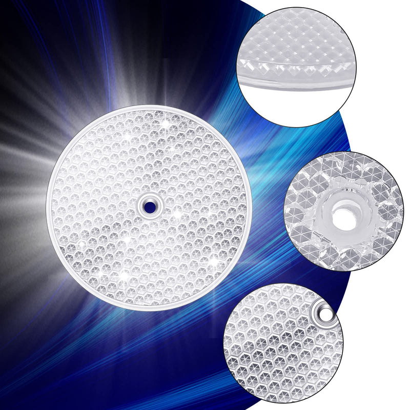 10 Pack Front Round Reflector for Driveway Fence Gate Posts Trailers Safety Automobiles Boats Mailboxes Reflector with Center Mounting Hole(White) White