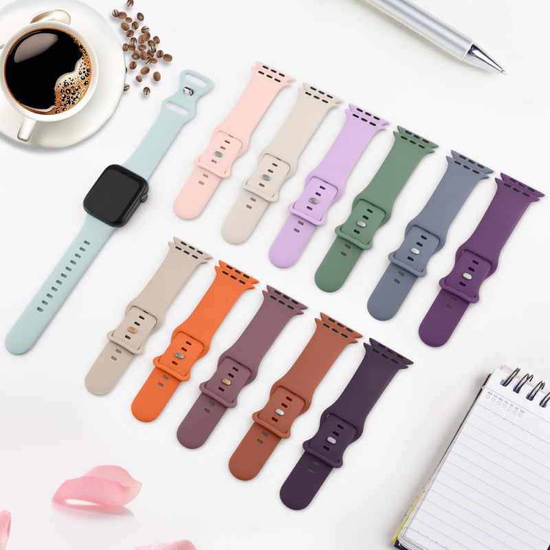 Vancle Band Compatible with Apple Watch Bands 40mm 38mm 41mm 44mm 45mm 42mm 49mm Women Men, Soft Waterproof Replacement Sport Silicone Strap for iWatch Bands Series 10 9 8 7 6 5 4 3 2 1 SE Ultra Pink + Starlight + Smoky Purple + Milk Tea