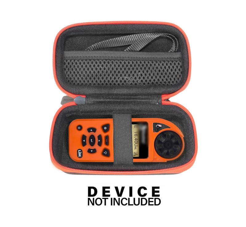 Case for Kestrel Meters Like 5700X Elite, 5700 Balllistics, 5500, 5500FW, 5400, 5400 AG/FW, 5200, 5100, 3500 FW/AG Black with orange zip