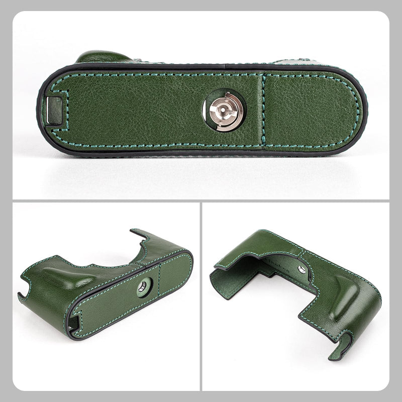 MUZIRI KINOKOO Case for Leica M11 M11-P M EV1, Premium Genuine Leather Protective Half Case for Leica M11/M11-P/M-EV1 Camera, with Hand Grip and Opening Bottom Design - Green