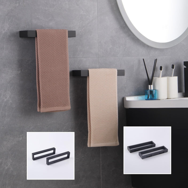 GERZWY Modern Black Towel Holder Stainless Steel Towel Ring for Bathroom Lavatory Wall Mount Contemporary Style 2 Pack HG1716-2BK