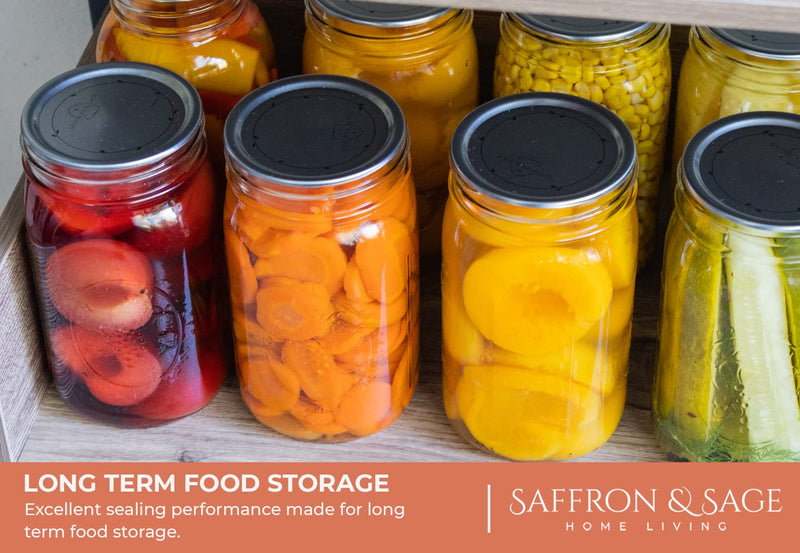 Saffron & Sage Canning Lids Regular Mouth - 120 Count Quality Universal Lids for Ball, Kerr Mason Jars - Good Sealing Performance for a Tight Seal, Food Grade, Rust Proof, and Thick to Prevent Warping 70mm