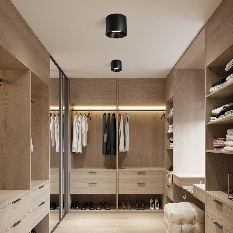 Modern LED Flush Mount Ceiling Light Fixture, 20W Dimmable & 3000K-6000K 3 Color Selectable Black Cylinder Ceiling Lamps for Low Profile Living Room Hallway Entryway Kitchen Dining Room Foyer 1 Pack