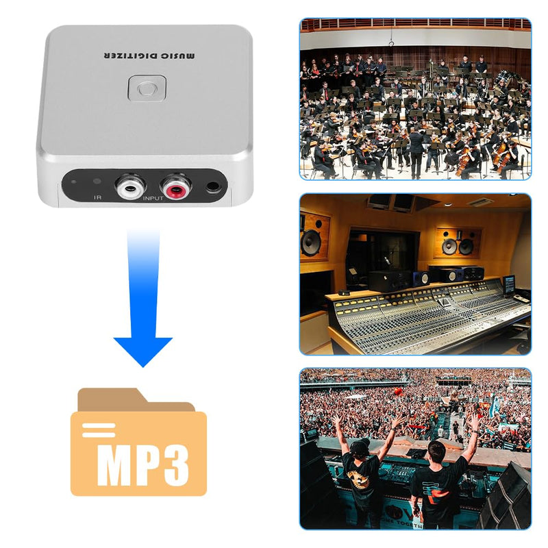Music Digitizer Analog to MP3 Converter, Records Cassette Tapes Audio Converter Tape Storage Conversion Stereo Sound Portable for Home Digitization Digital Collection