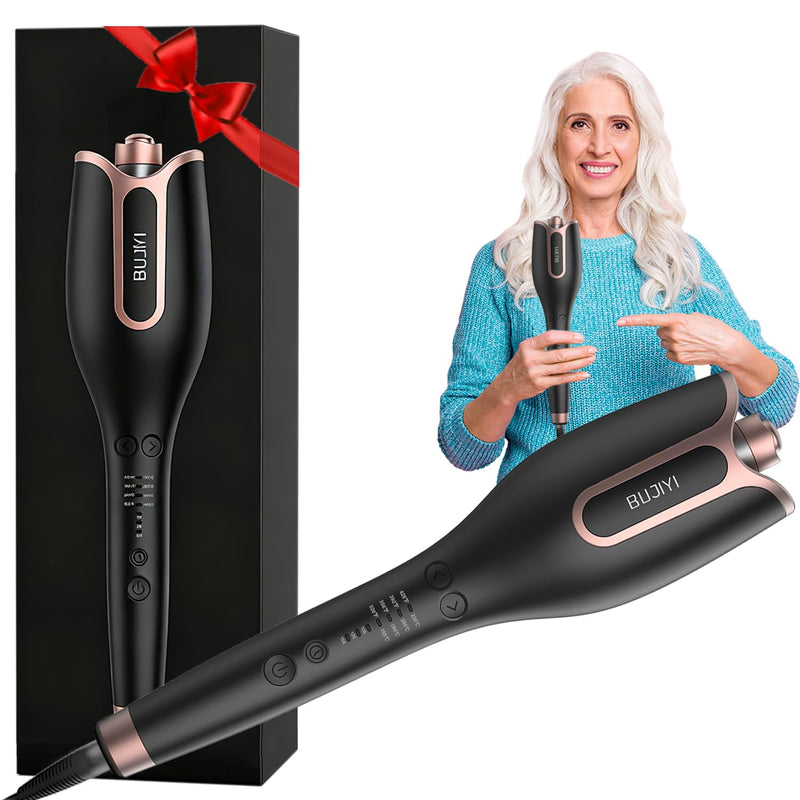 Hair Curler, Curling Wand, 4 Temperature Settings and 3 Heating Durations, Fast Heating Hair Curler for Long Hair (Black)