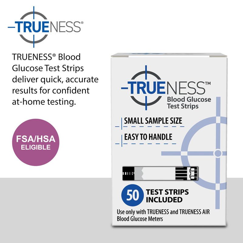 TRUENESS Blood Glucose Test Strips, TRUENESS Family of Self Monitoring Blood Glucose Meters, 50 Count 50 Count (Pack of 1)