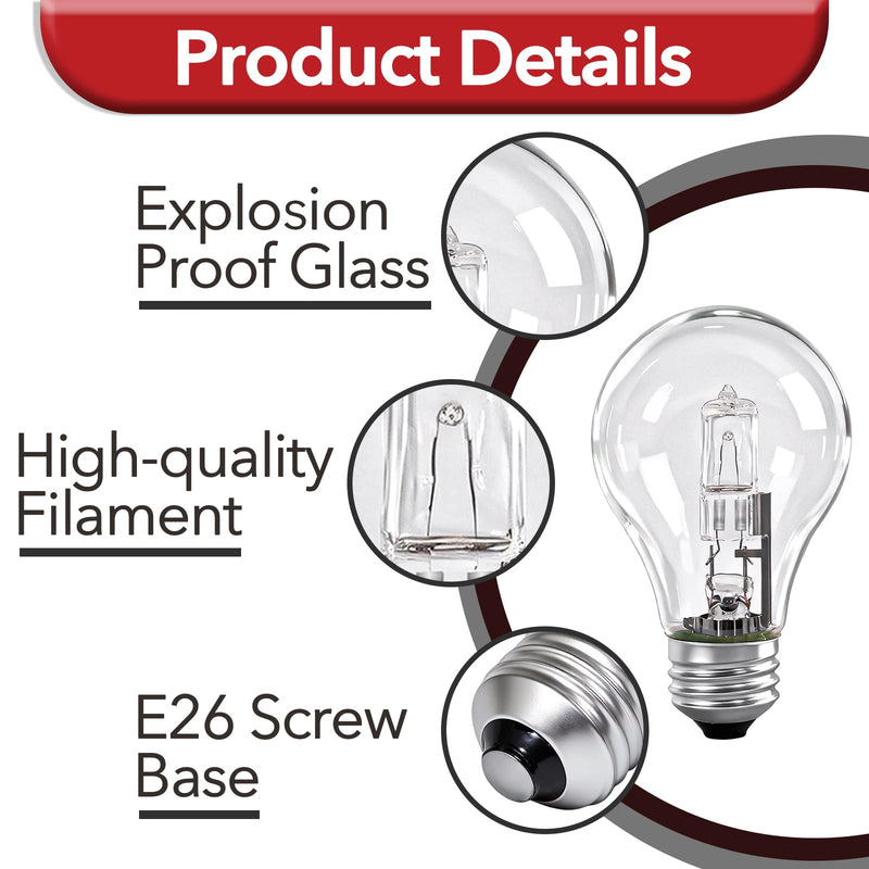 16 Pcs 043168787963 78796 Halogen Light Bulbs, 43W 120V with E26 Base | Full 360° Light Beam, Clear Dimmable Lighting, Fits Various Indoor Lamps, Direct Model Replacement, Tool-Free Quick Install 16