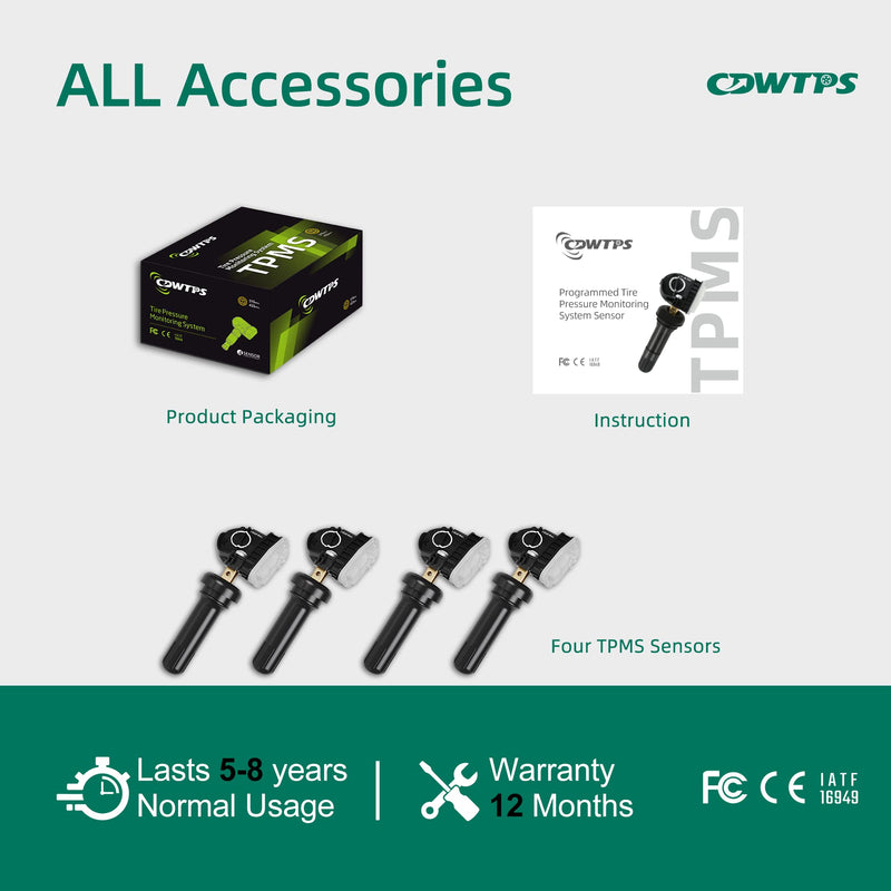 CDWTPS TPMS Sensor Ford,4-Pack 315MHZ Tire Pressure Monitor Sensors Fit for Ford F-150 Edge Ranger Flex Mustang Explorer Lincoln MKS MKX Replaces# F2GT1A180AB F2GT1A150AB F2GZ1A189A GL3T1A180GB