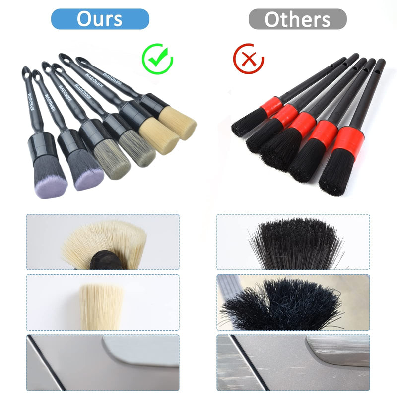 6pcs Car Detailing Brush Set-2pcs Boars Hair Car Detailing Brushes,2pcs Ultra Soft No Scratch Detailing Brush for Air Vent,Leather Seat 2pcs Detail Brushes car Detailing for Interior Exterior 6pcs car detailing brush set (AS PICTURES)