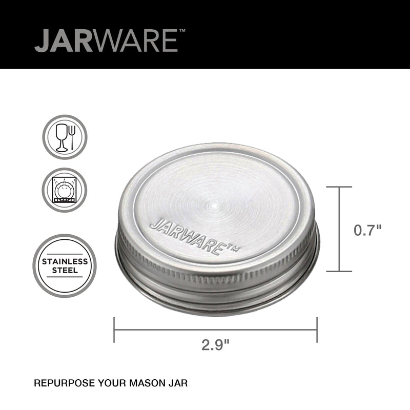Jarware Stainless Steel Mason Jar Lids, Set of 8 Regular Mouth Lids for Mason Jars Regular Mouth, Set of 8