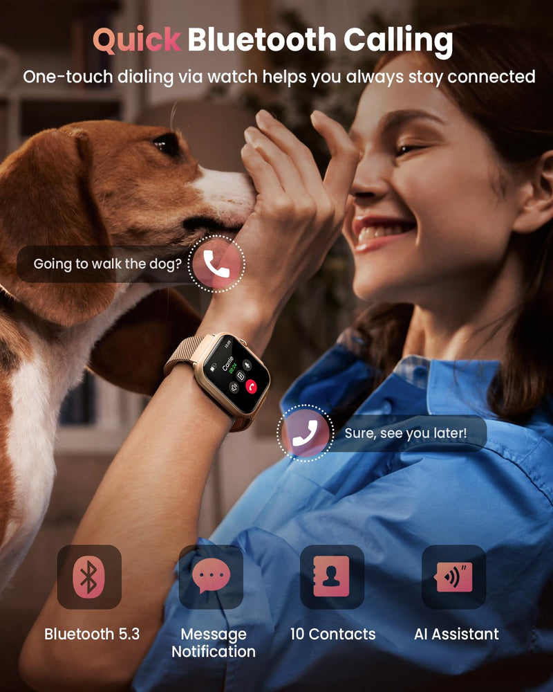 Smart Watch Women | 100+ Sports Mode Gold 1.85