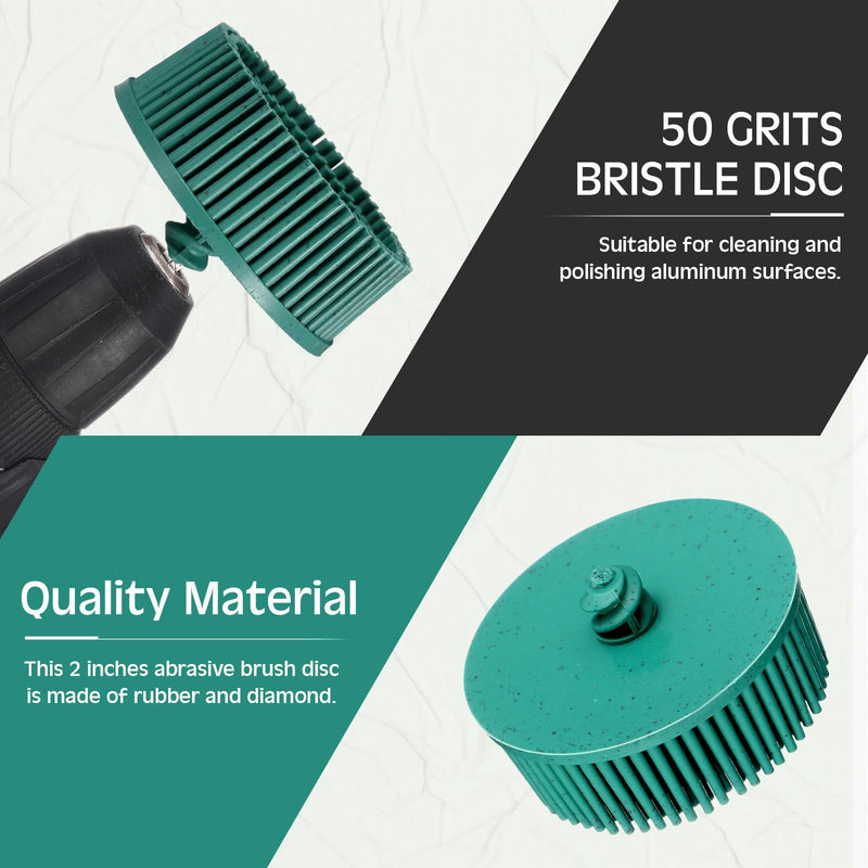 10 Pcs 2 Inch Bristle Disc Grit 50# Abrasive Coating Removal Disc Green Deburring Electric Brush Tapered Coarse Bristle Brush for Metal Grit 50#
